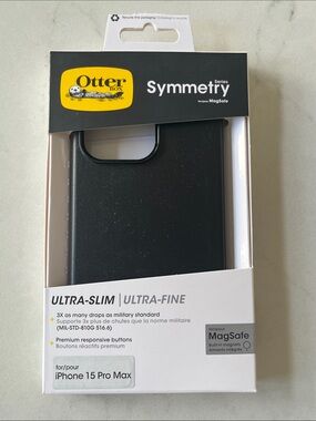 OtterBox Symmetry Series Ultra-Slim Case for iPhone 15 Pro Max - Black